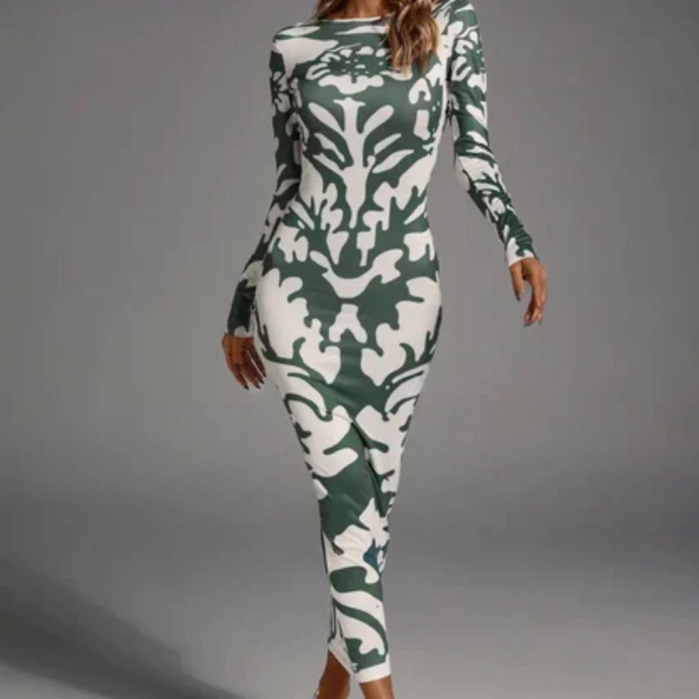 Open back pattered maxi dress